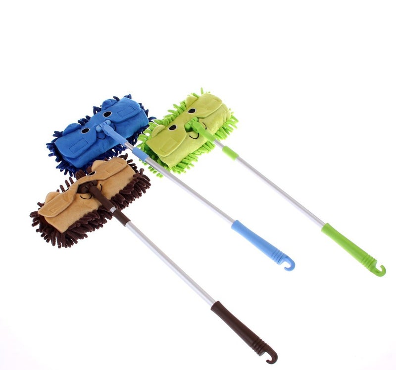 Xifando Mini Microfiber Chenille Cartoon Flat Dust Mop for Children,Detachable,360 Degree Rotation, Extension-Type (Blue) - Image 2